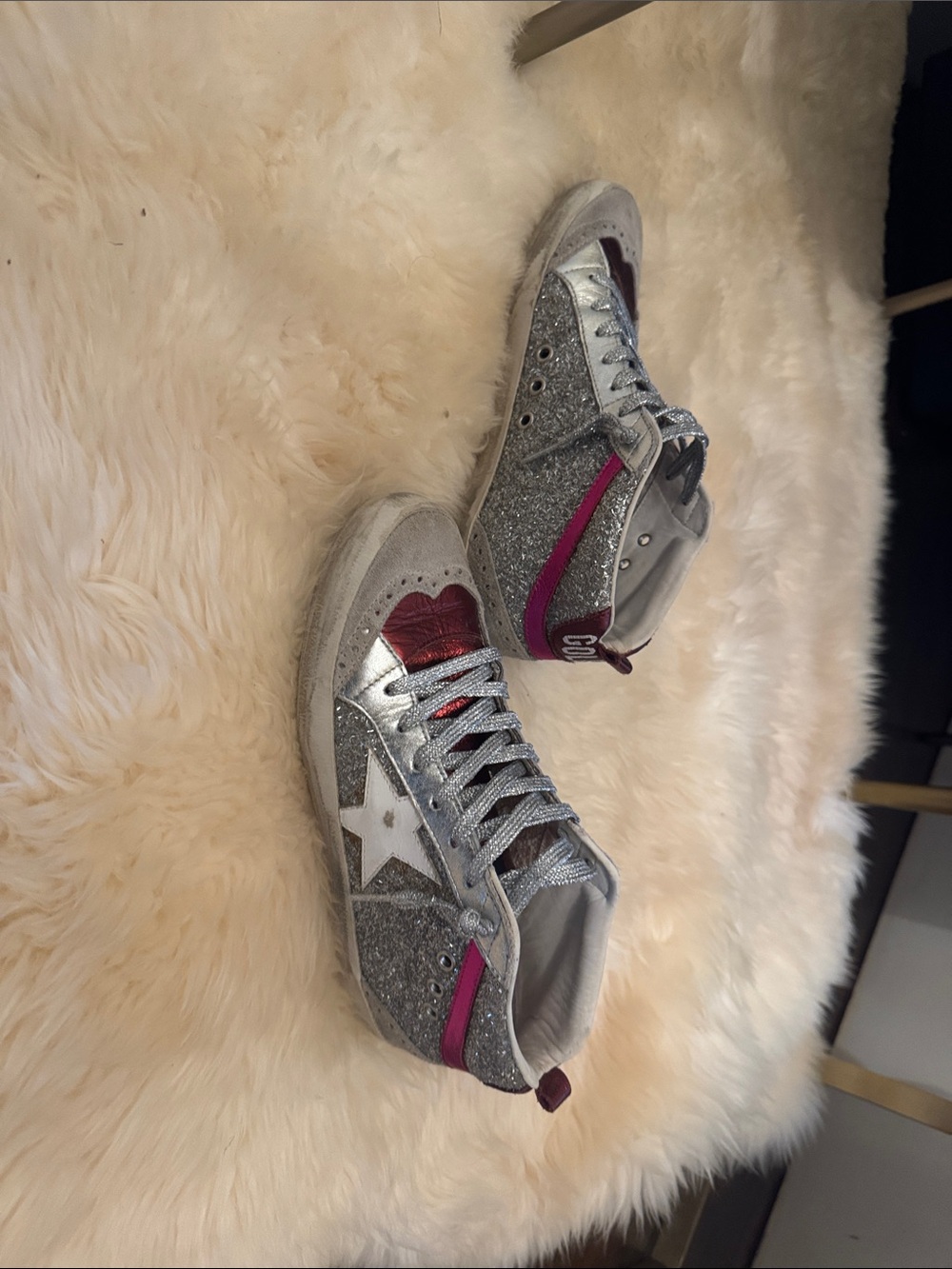 Golden Goose Silver and Red Women's Sneakers - Picture 3 of 4